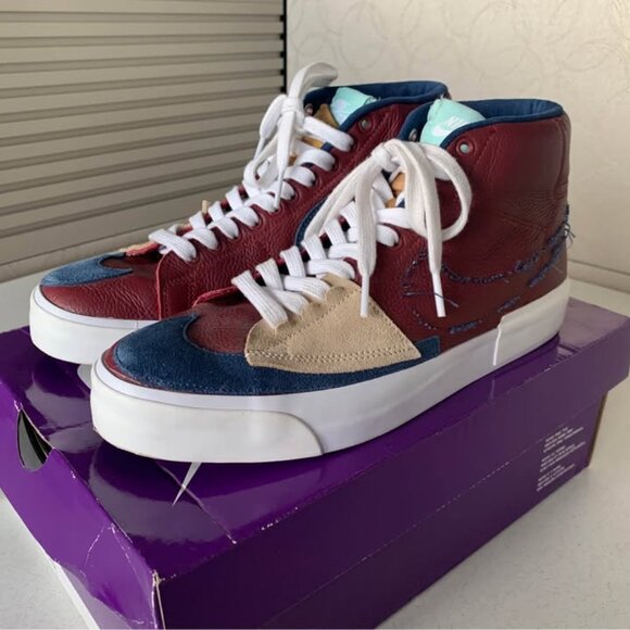 Nike SB Zoom Blazer Mid Edge L Shoe (Size 9.5) (Team Red/Navy-Light Dew)